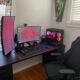 Desk with two monitors