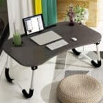 Foldable wood and metal floor desk 