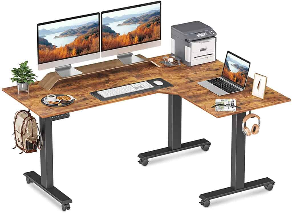 L-shaped Standing Desk for Triple Monitor Setup