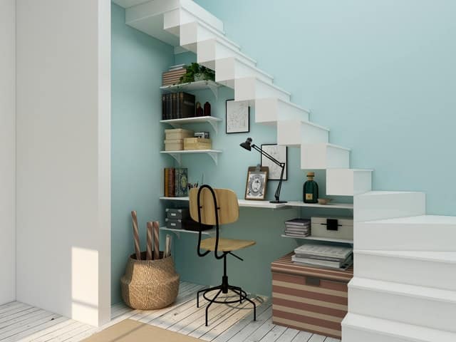 Home office under the stairs