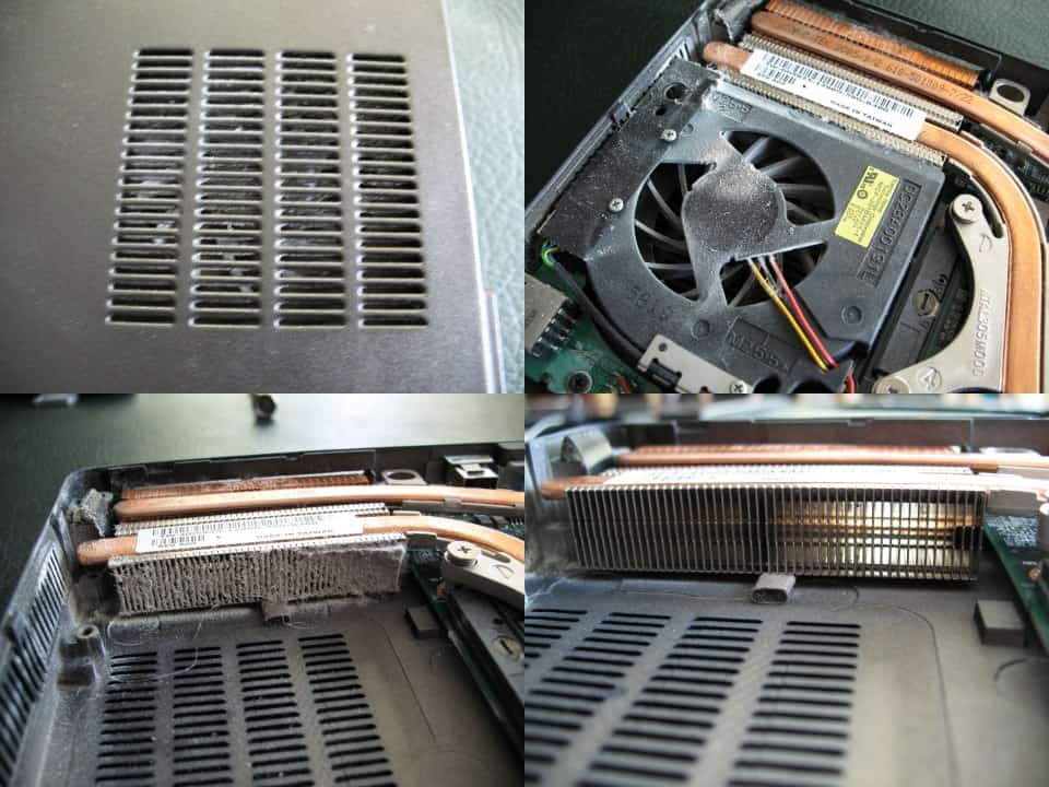 Laptop overheating due to dust clogged in internal heatsinks