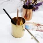 MultiBey Golden Pen Holder Simple Gold Mini Vase
