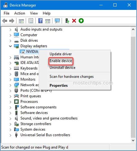 Driver disable or enable feature