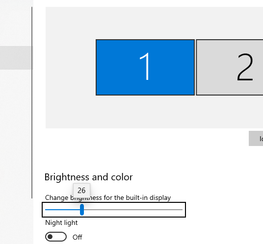 Adjust the brightness on Windows 10