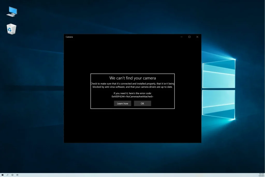 Windows OS failing to recognize the webcam