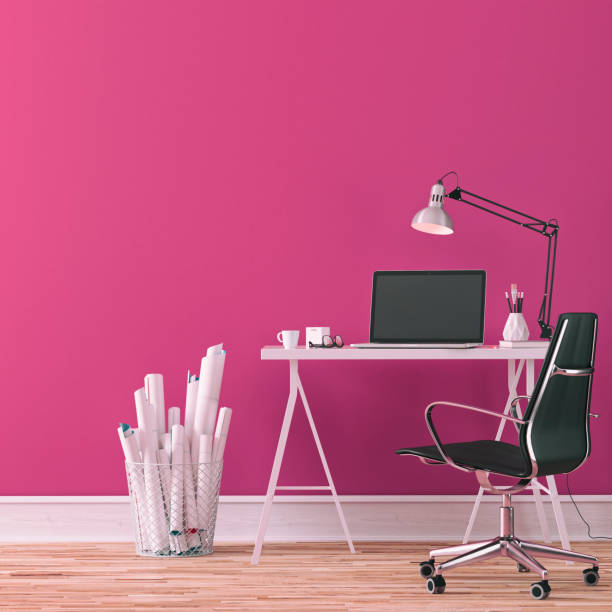Home office with pink theme 