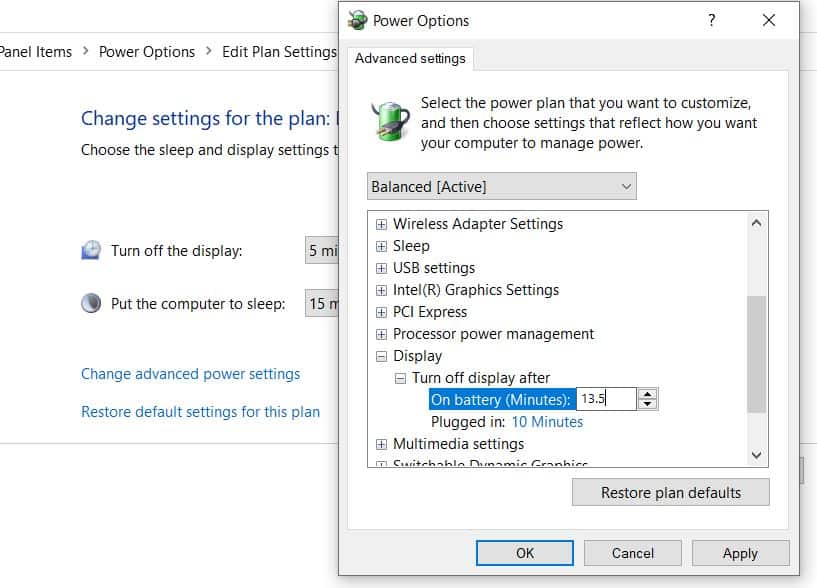 use the advanced settings to insert custom screen timeout duration