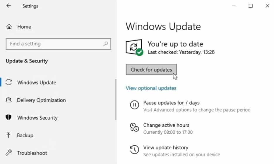 Install the latest Windows updates to fix battery or powre glitches
