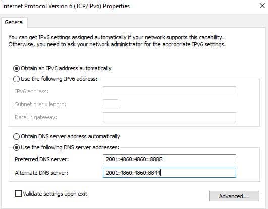 Replace or add new preferred DNS sever address for IPv6