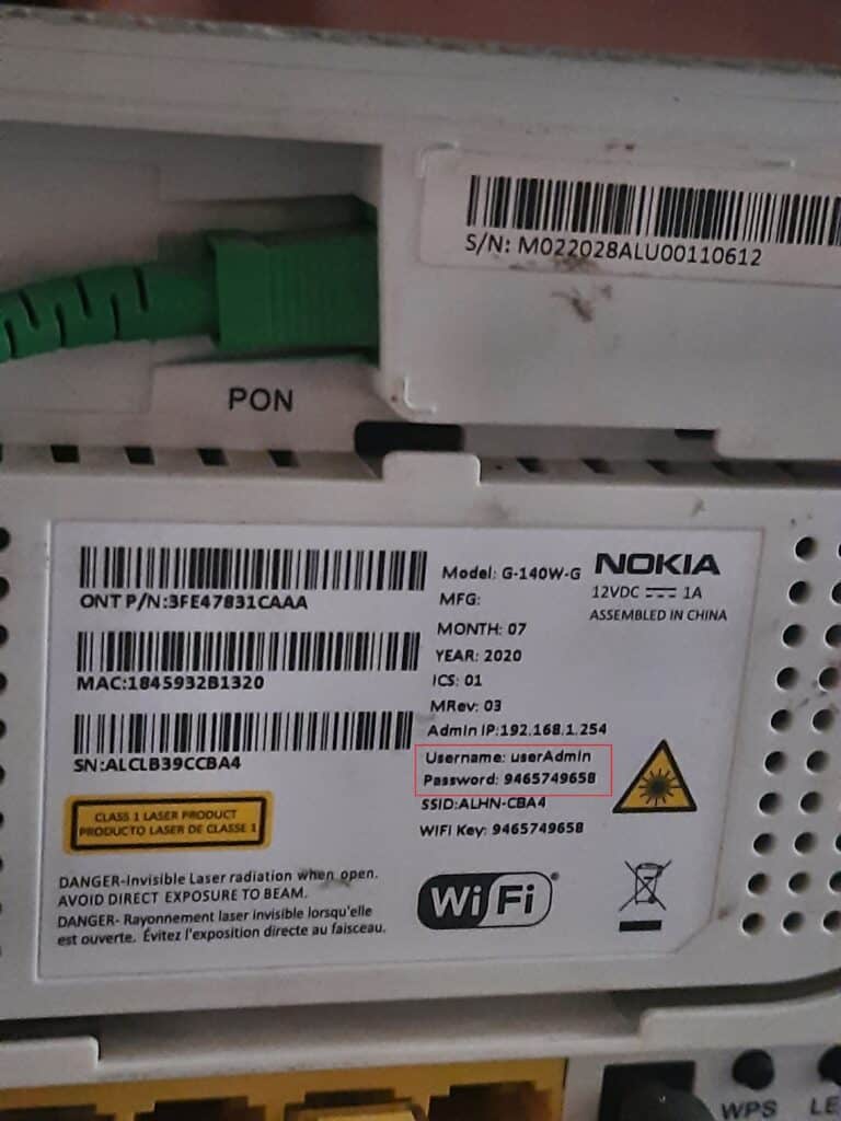 wifi routes username and password