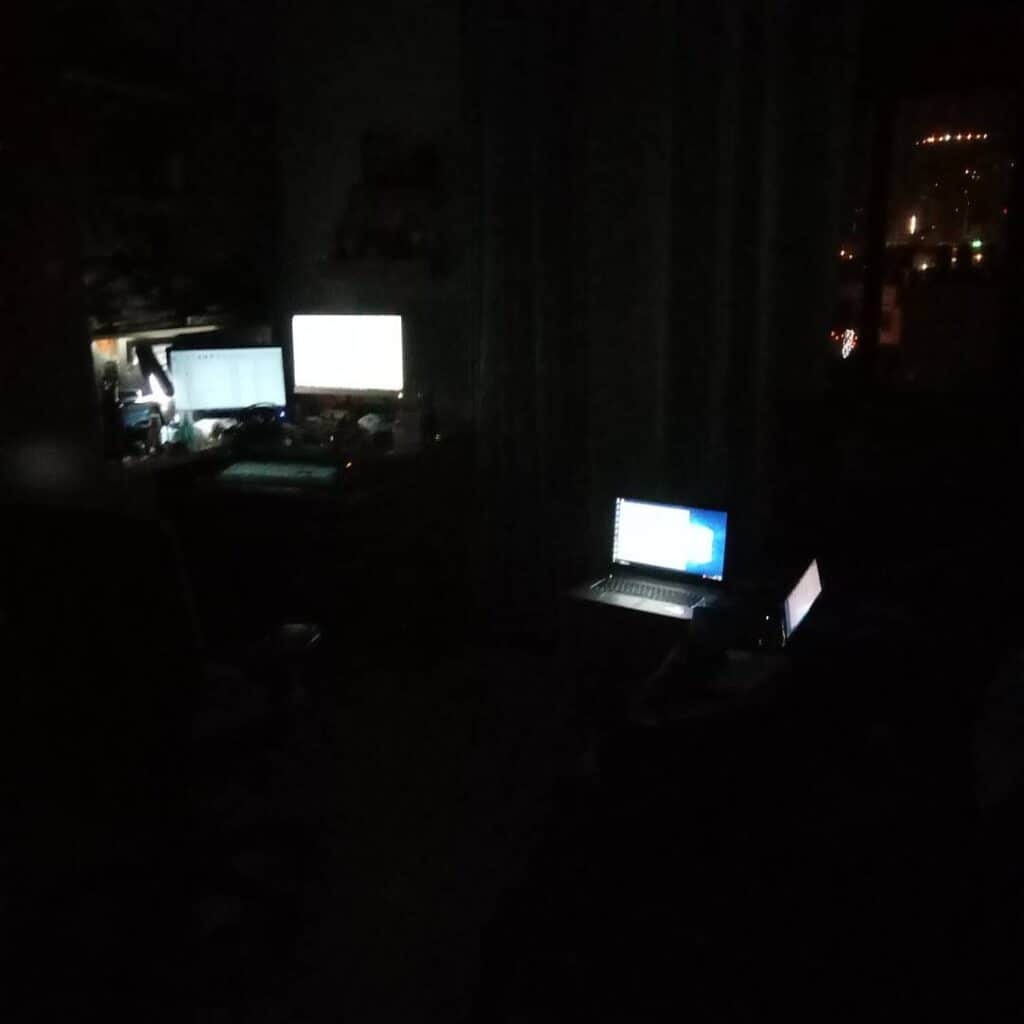 Computer in dark