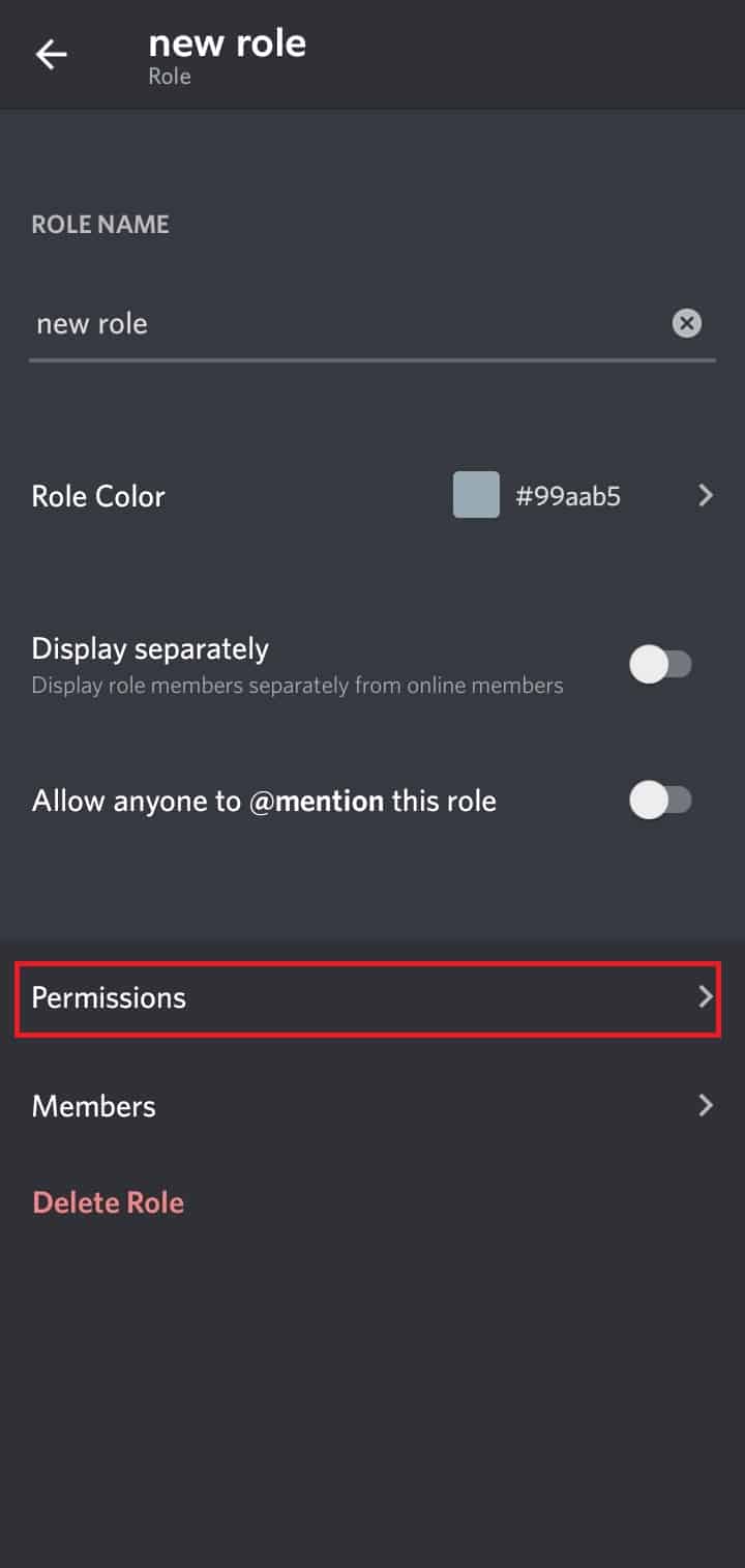 Tap on Permissions