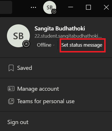 click set status message