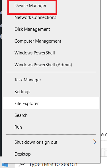 go to device manager from windows