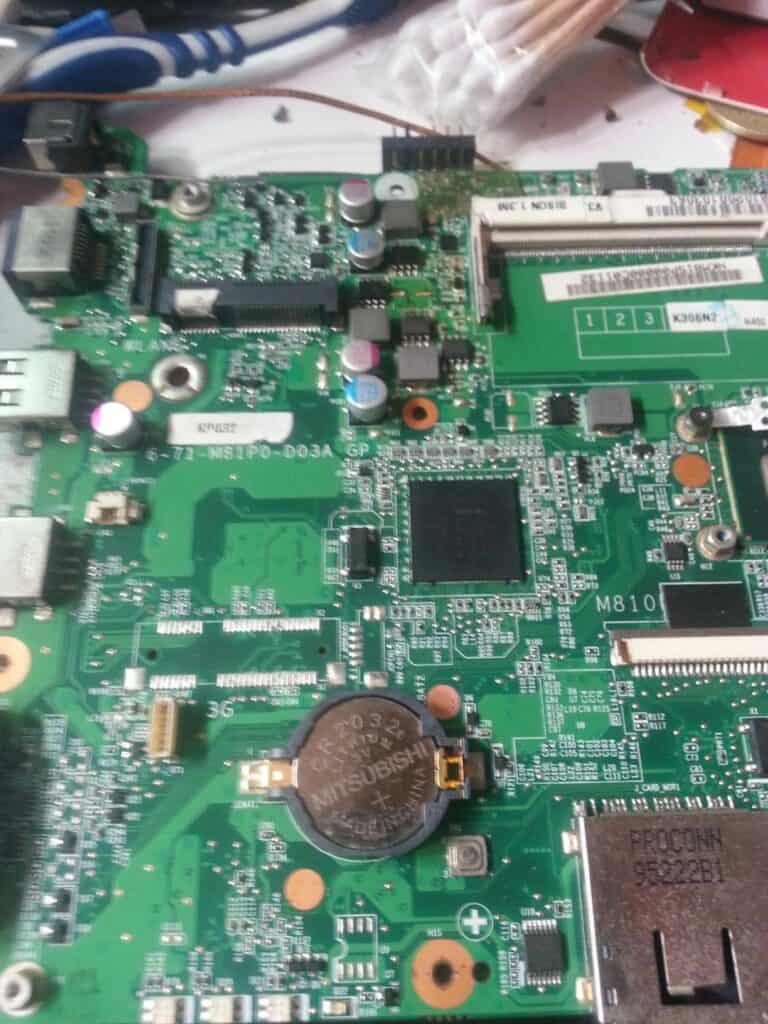 Laptop components are soldered to the motherboard
