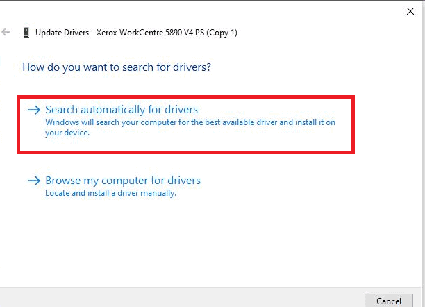 click search for automatically for driver