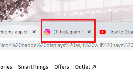 The Chrome tab will display notification in form of number