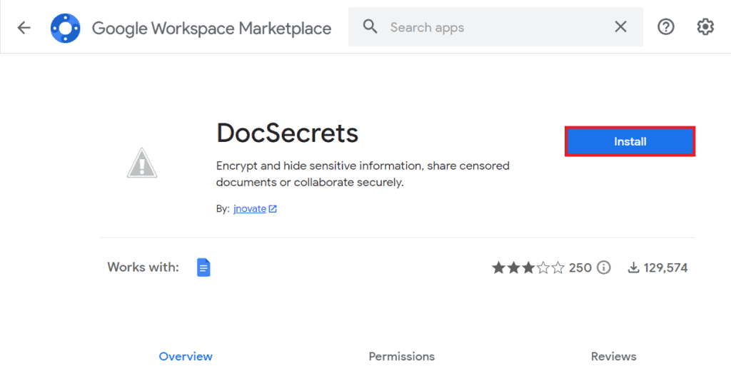 install docsecret google docs