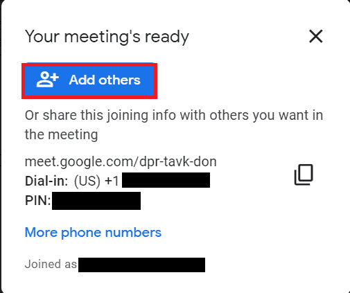 meeting ready add other google meet