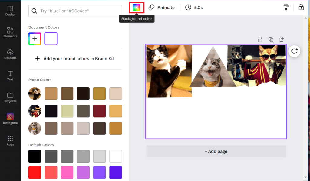 select background tile color