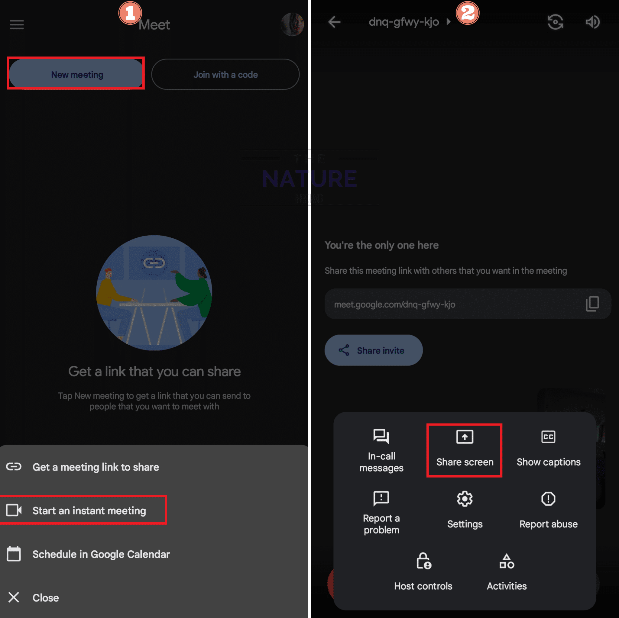 how to share screen on google meet with audio on phone