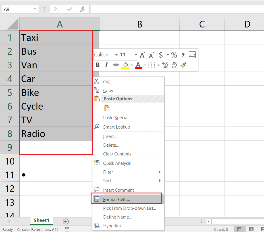 select the cells format cells excel