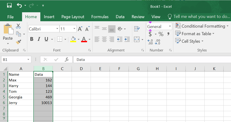 sheet after changing format as general