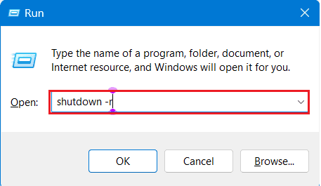 type shutdown r to restart computer