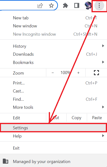 Clicking on the ellipsis and on settings on the window