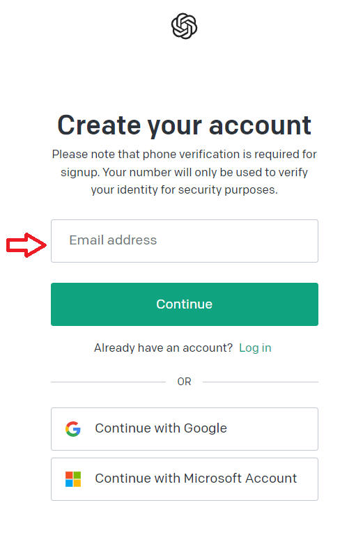 Creating account in ChatGPT