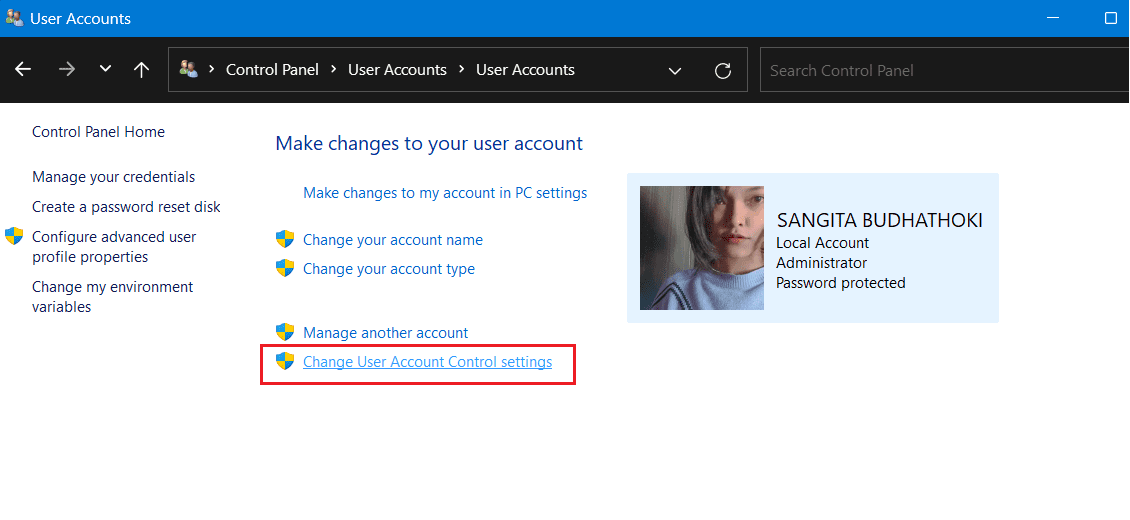click change user account control settings