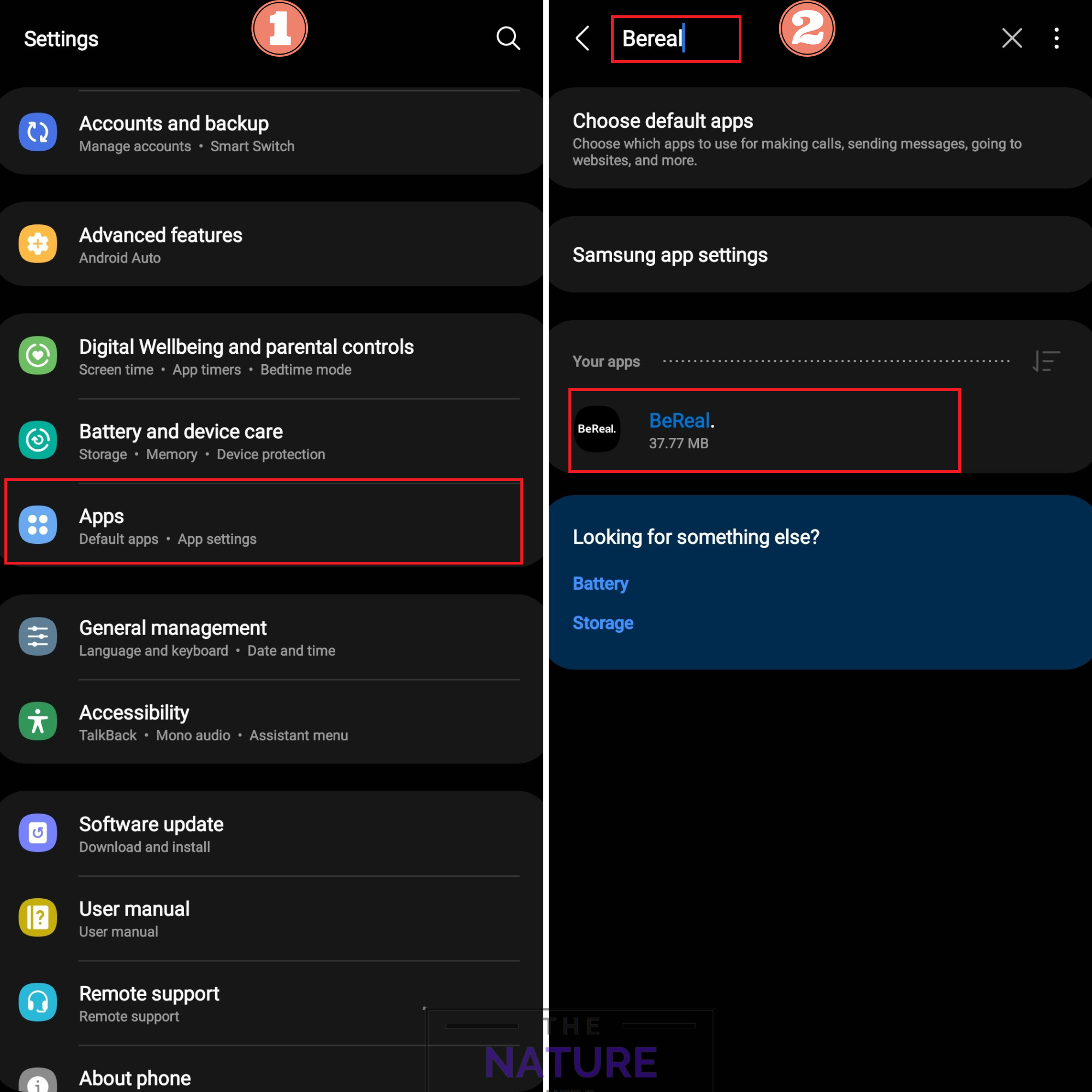 go to apps search for under settings