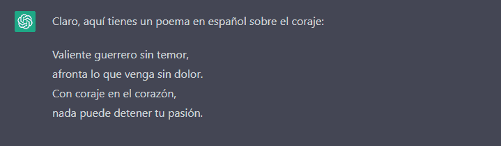 A spanish poem generated by ChatGPT
