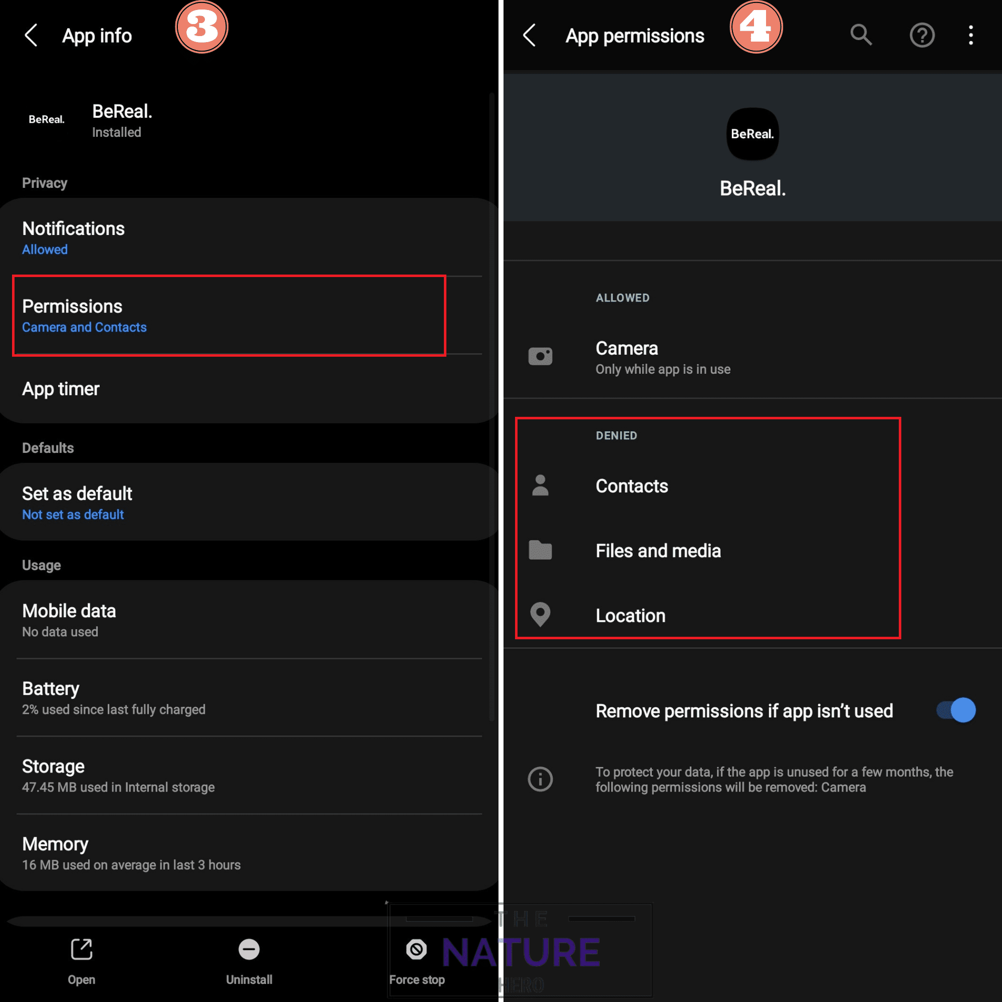 tap permissions deny contact location 
