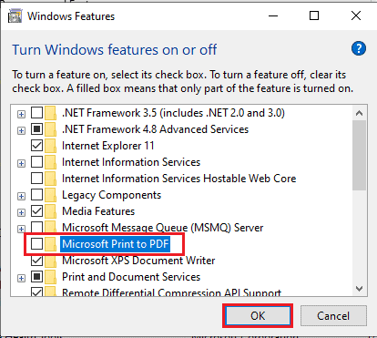 uncheck Microsoft print to PDF option and click ok