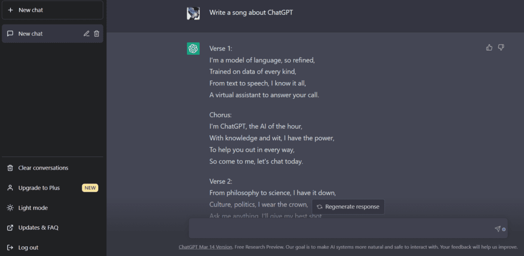 ChatGPT generates Song about itself