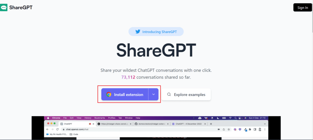 extension to share ChatGPT conversations