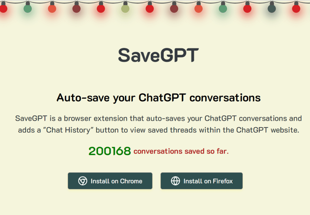 SaveGPT extension to save conversation in ChatGPT