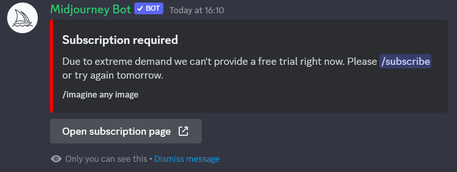 The free trial is not available in Midjourney AI