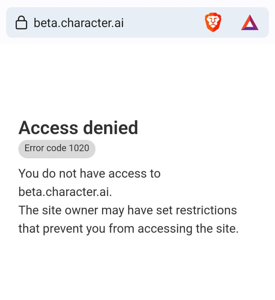 CharacterAI blocked message
