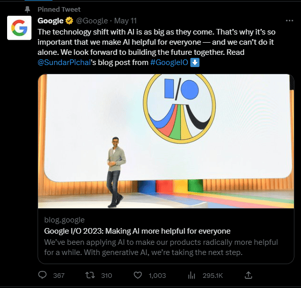 Google Bard tweet