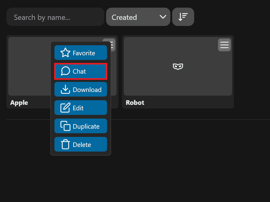 Menu Button with different options