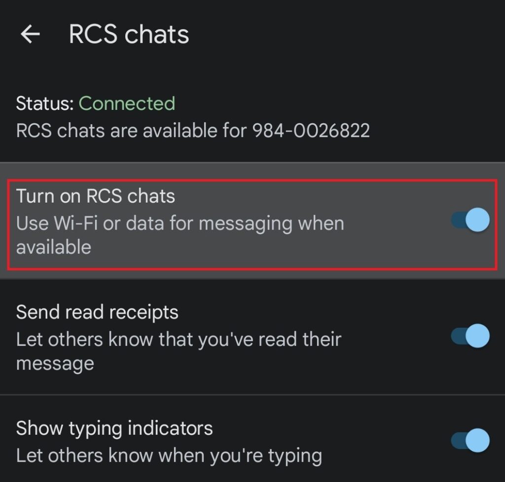 turn off RCS messages