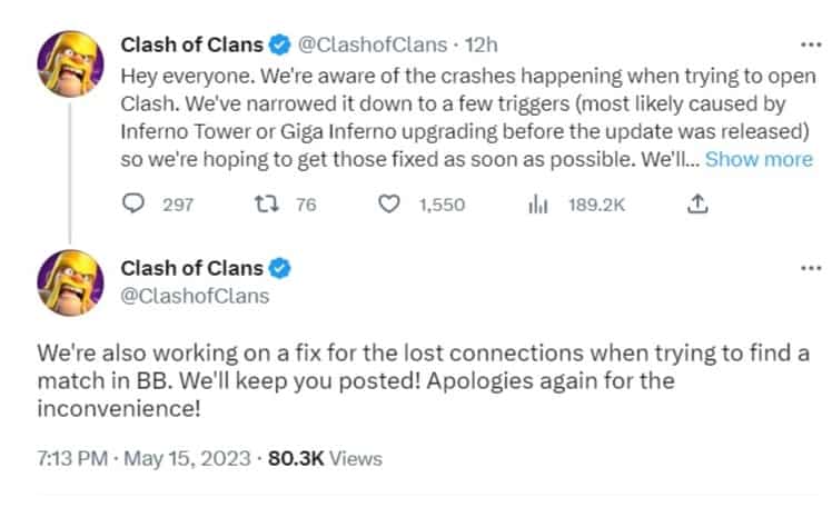 Clash of Clans maintenance break