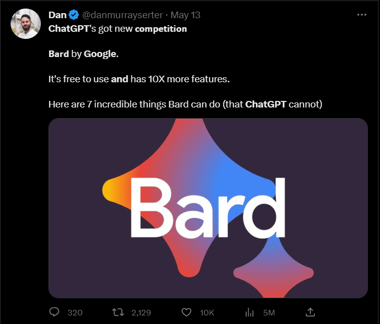 Twitter about Bard AI