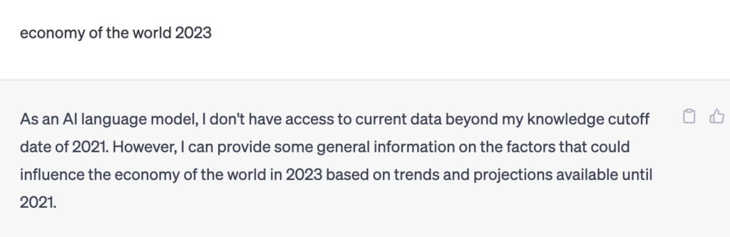 chatgpt answers before access of internet