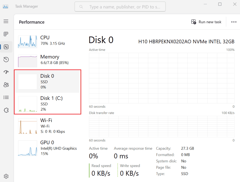 checking disk space