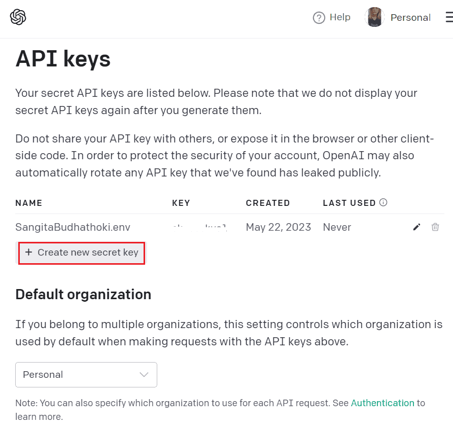 create new secret API key openai to fix Please Set Your OpenAI API Key In .env Or As An Environment Variable