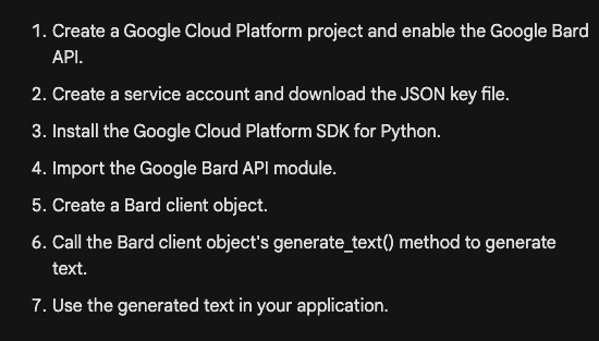 google bard api integration method