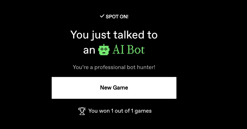 human or not ai result